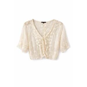 Sheer Floral Lace Fairy Blouse Romantic Boho Style Women’s S- Festival Top